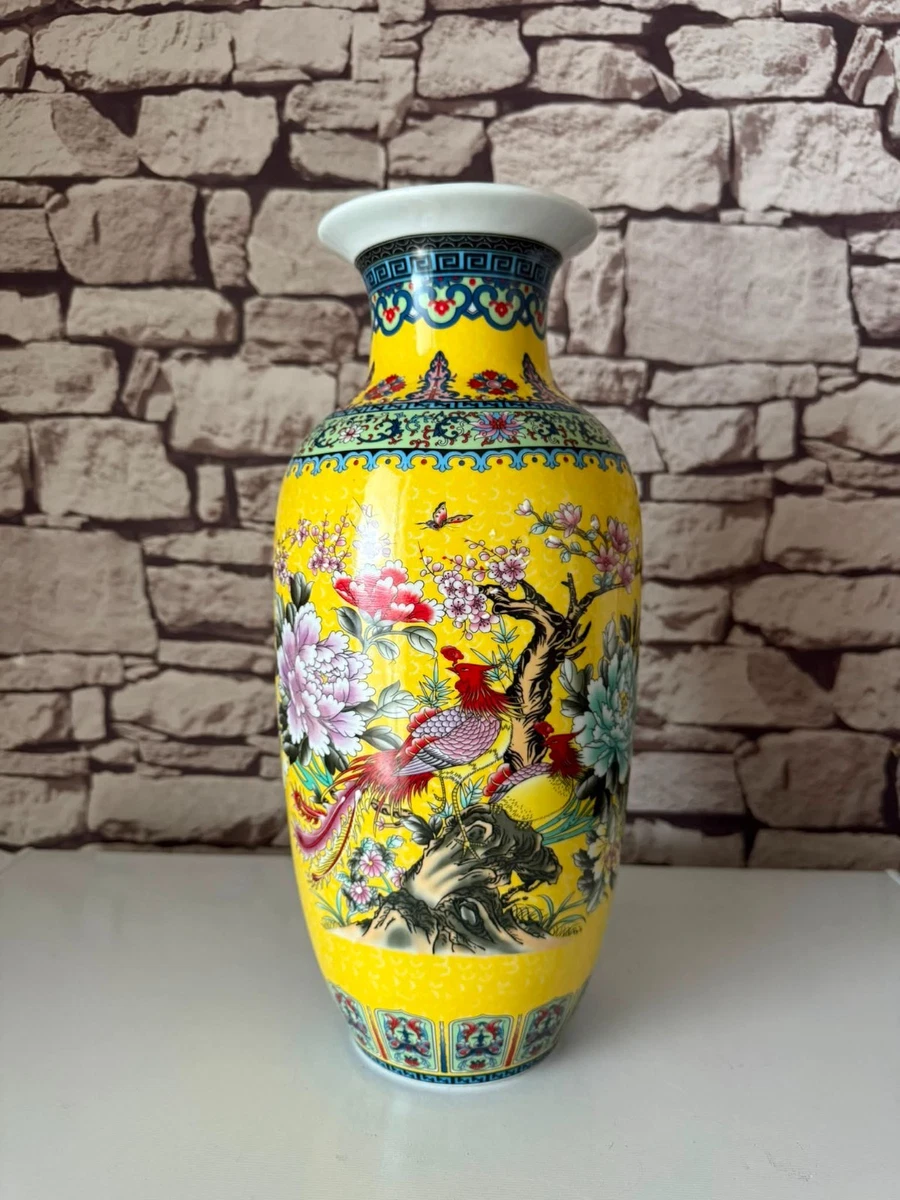 36cm Tall Birds & Trees Patterned Porcelain Flower Vase for Home Décor / Gift