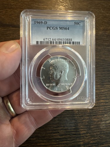 John F Kennedy JFK Silver Coin PCGS Half Dollar MS64 Vintage Bullion Denver 1969