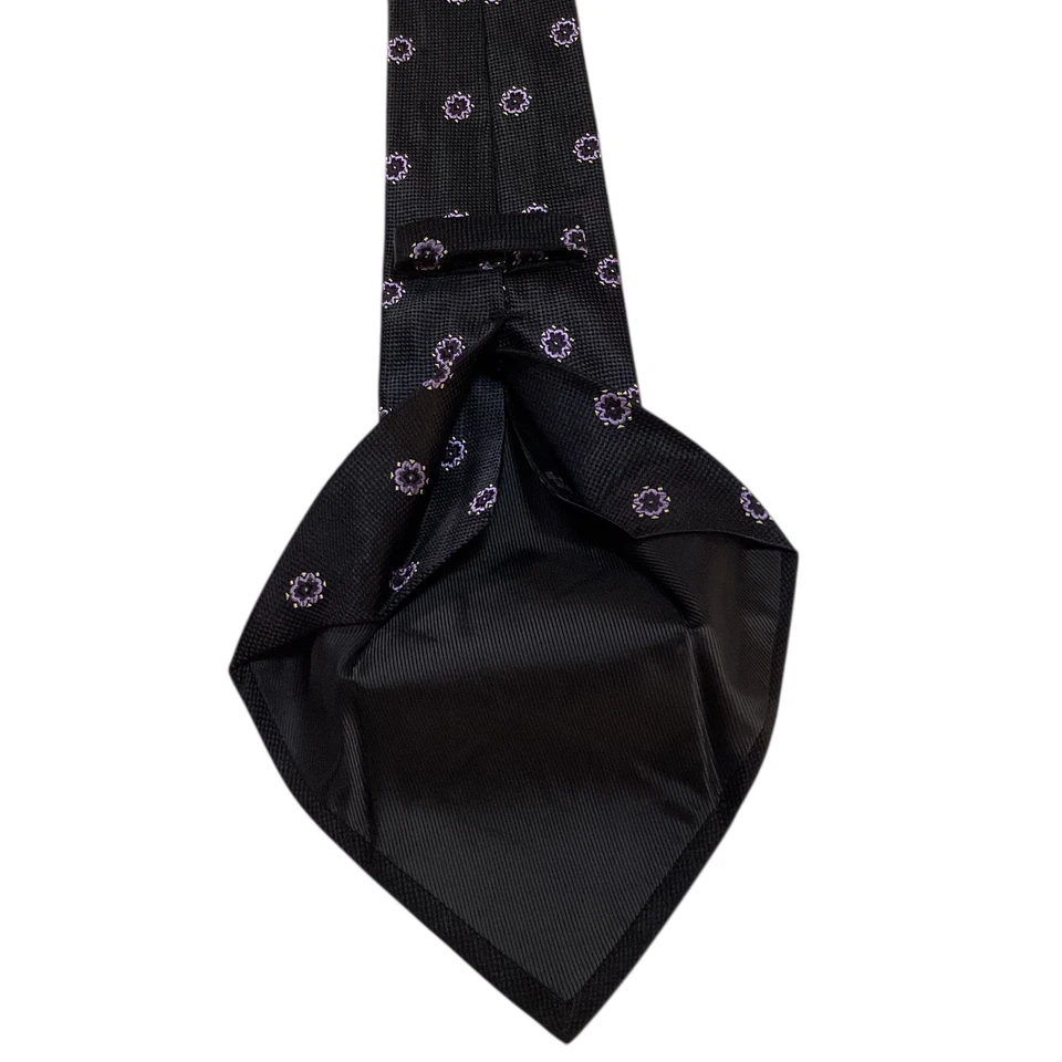 Corbata para hombre KITON SEVENFOLD seda XL ITALIA lujo geométrica negra/púrpura usada en excelente estado Foto 4 de 4