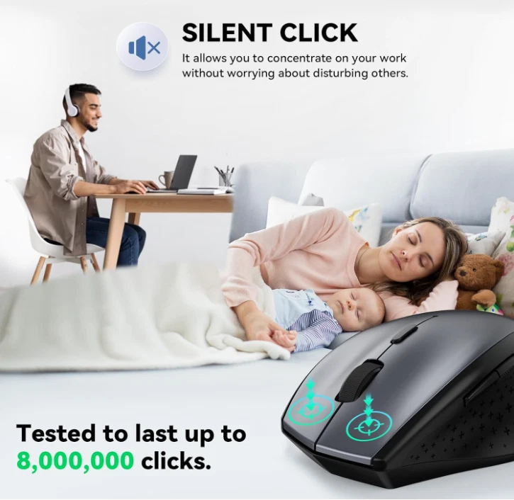 TECKNET 3000DPI Bluetooth Mouse Wireless Cordless Optical Mice For Mac PC Laptop - Image 3 of 4