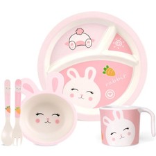 Kids Dinnerware Set, Includes Toddler Plate Bowl Tumbler and Utensils, BPA Fr...