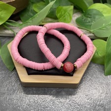 2 PC Set Heishi 7 Plus Stretch Bracelet Polymer Clay Beads Stone B8173