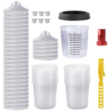 Disposable Paint Mixing Cup Kit,HVLP Paint Sprayer Gun Mixing Cups with 30 Cu...