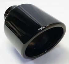 Exhaust Tip 2.25 Inlet 4.50 Dia X 7.75" Long Black Chrome 304 Stainless Slant We