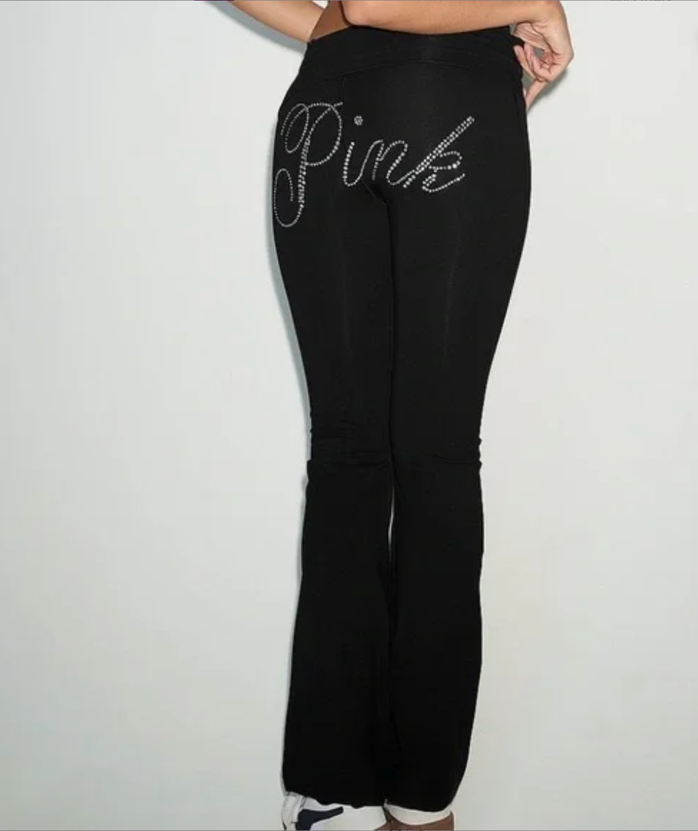 VICTORIA'S SECRET PINK ALL-DAY COTTON FOLDOVER FLARE LEGGINGS size