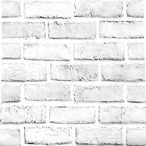 White Brick Wallpaper 17.7" x 118" Peel and Stick Wallpaper Faux Brick Paper ...