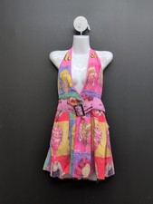 Shein Y2Kool Girlcore Printed Backless Halter Women's Short Dress M Pink