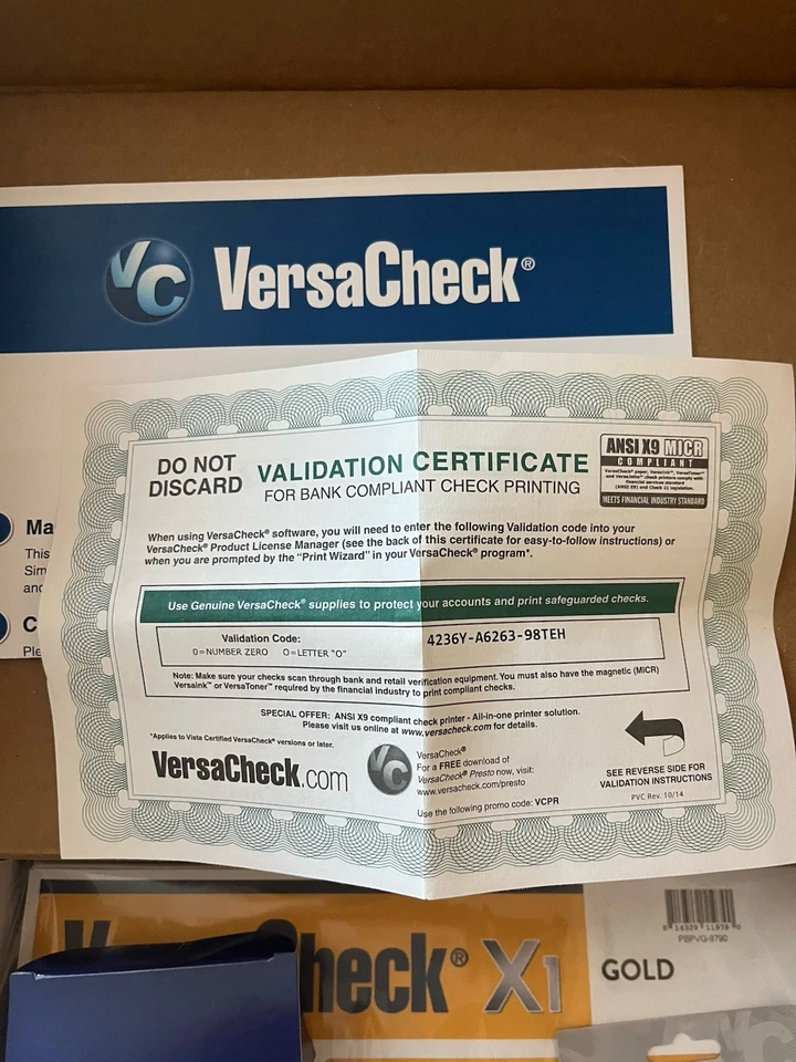 Versaink 67 MS MICR Blank Ink Cartridge & Versacheck X1 Gold Kit - Missing Parts - Image 3 of 4