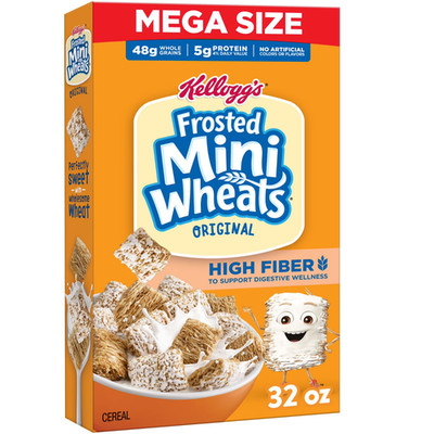 Kellogg s Frosted Mini-Wheats Breakfast Cereal, High Fiber, 48g Whole Grain, Meg