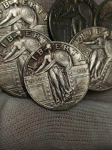 US 1X1Remake-Old Novelty 1916 Silver Plated Standing Liberty Quarter.