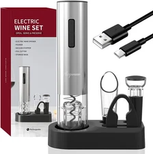 Electric Wine Bottle Opener, Automatic Corkscrew with Foil cutter stopper pourer