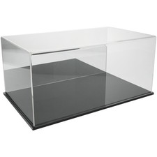 Plymor Clear Acrylic Display Case with Black Base Mirror Back , 20" x 12" x 9"