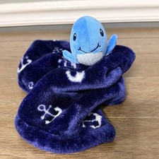 Hudson Baby Blue Whale Nautical Anchor Security Blanket Lovey Navy Blue 14x14