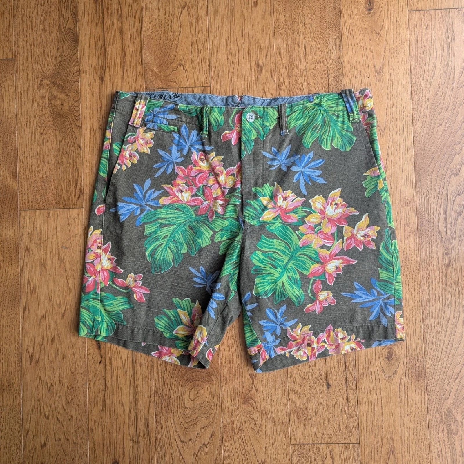 Polo Ralph Lauren Shorts Tropical Floral Print Mens 34 Flat Front Chino Resort