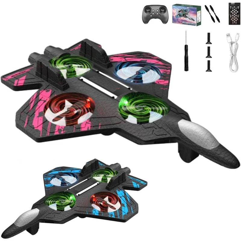 Skyriders Rc Jet, Rc Stunt Fighter Jet Toy for Kids with 360° Flips & LED Lights - Image 4 of 4