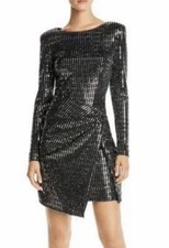NWT Aqua Sequined Hologram Dress - Exclusive Black Silver , Size 0