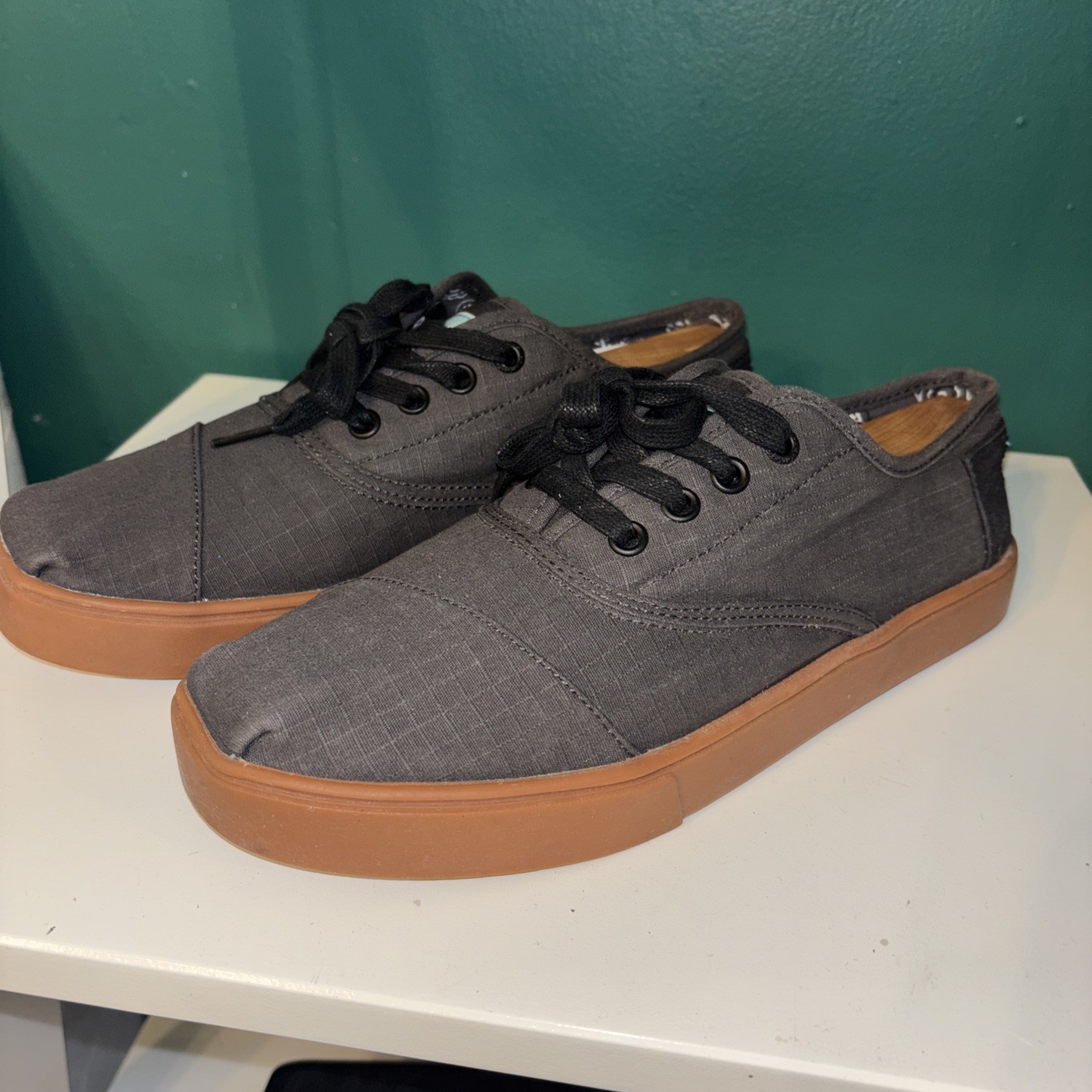 SAOLA Scarpe basse uomo Toms taglia 8 comode casual stringate taglia 8 grigie con suola in gomma