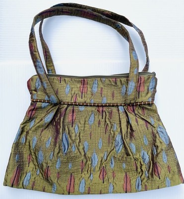 Maruca 2 Handle Bag Purse Green w Leaves Handmade In Boulder CO