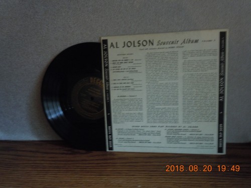 JOLSON,AL Vinyl 10" lp...SOUVENIR ALBUM VOL. 2...DECCA...VG+/VG...'49 - Picture 2 of 2