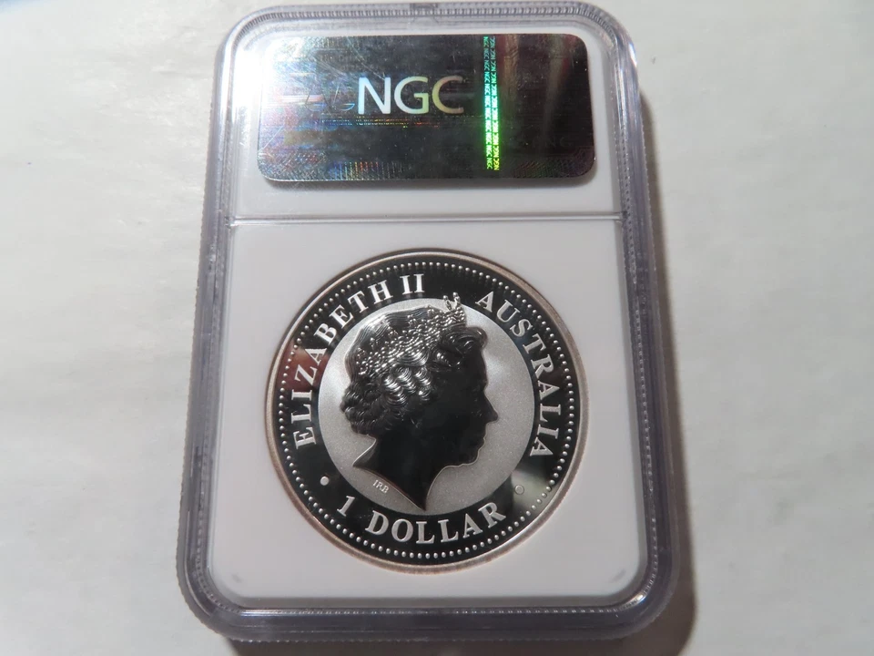 Q80 Australia 2007 SILVER 1oz Dollar "Kookaburra" NGC MS-70 - Image 2 of 2