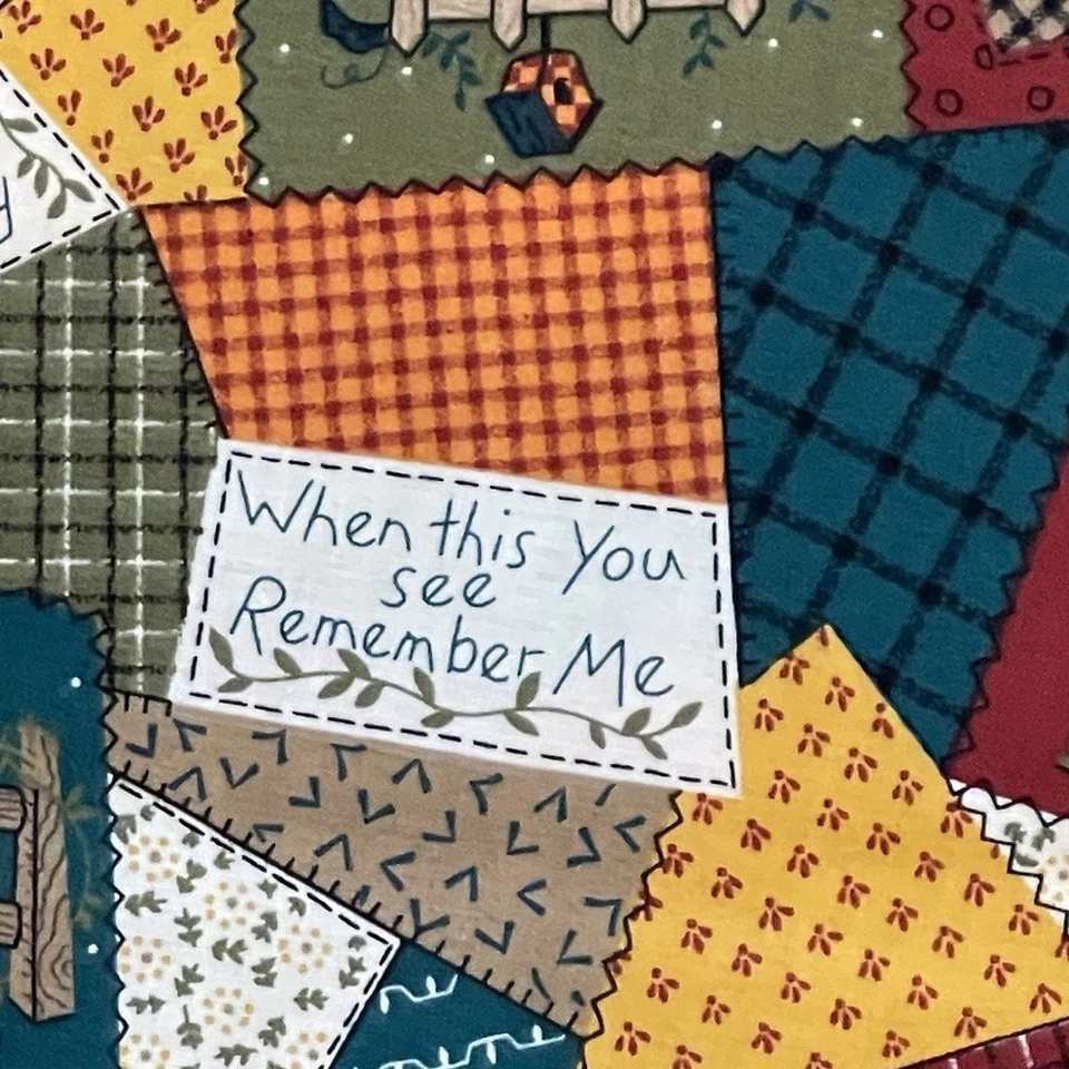 Fabric Traditions 1994 Vintage Cotton Fabric Faux Fall Patchwork Crows 1 Yard - Image 3 of 4