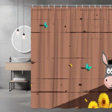 Farm Animal Shower Curtain Donkey Butterfly Sunflower Print