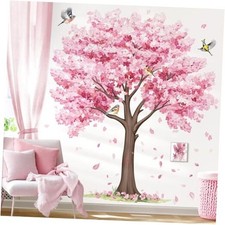 Large Cherry Blossom Tree Wall Decals Pink Flower Tree Birds Wall Stickers
