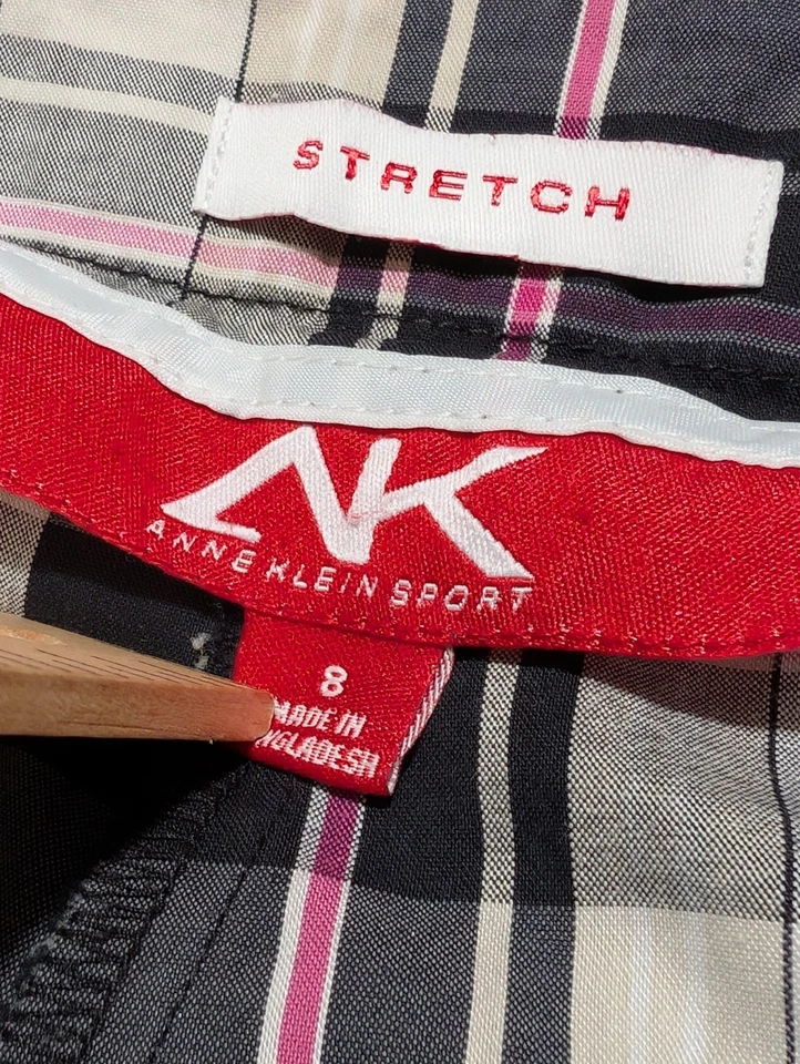 Bermudas deportivas Anne Klein para mujer 8 negras blancas rosas elásticas a cuadros Foto 4 de 4