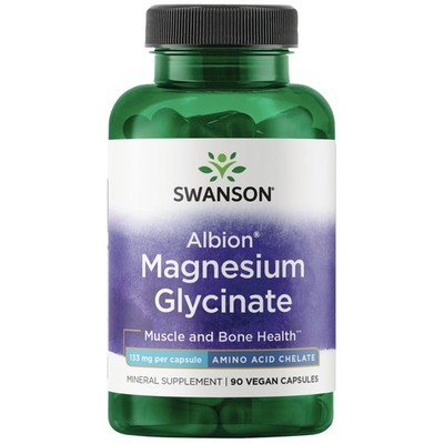 Swanson Albion Magnesium Glycinate, Mineral Supp., Cheleated Form 133 mg/ 90 ct
