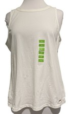Jones New York Signature Classic White Cotton Stretch Sleeveless Tank Top Lg NEW