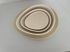 Nigella Lawson Cream Ceramic Egg Shaped Nesting Bowl Set Of 3 Serving +1 Platter