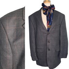 Chaps Ralph Lauren vintage 90s 100 wool houndstooth blazer jacket size 44L