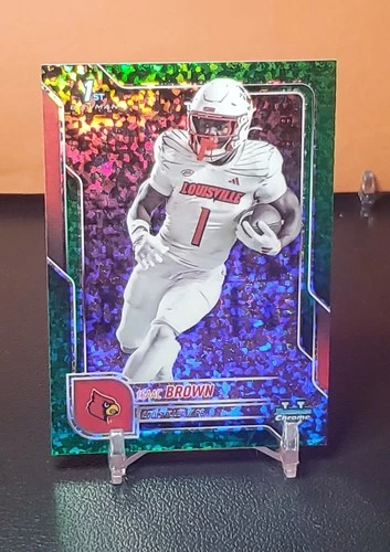 2025 Bowman Chrome University Football Green Mini-Diamond Refractor Isaac Brown #32