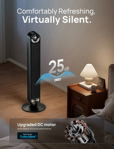 Ventilador de torre Dreo, ventiladores de pie de 9 velocidades para dormitorio, aspas silenciosas de 25 dB - Imagen 2 de 14