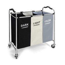 Laundry Basket with Wheels, 240l Laundry Hamper with 3 Section Laundry Bag fo...