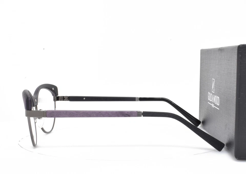 Gafas DORADAS y MADERA Violeta Púrpura Gunmetal MONA 03 54-16-130 Nuevas Foto 3 de 4