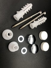 New - VIVA PP0028/AW STRAIGHT FLOOR PAN WC TOILET FIX KIT (Chrome & White Caps)