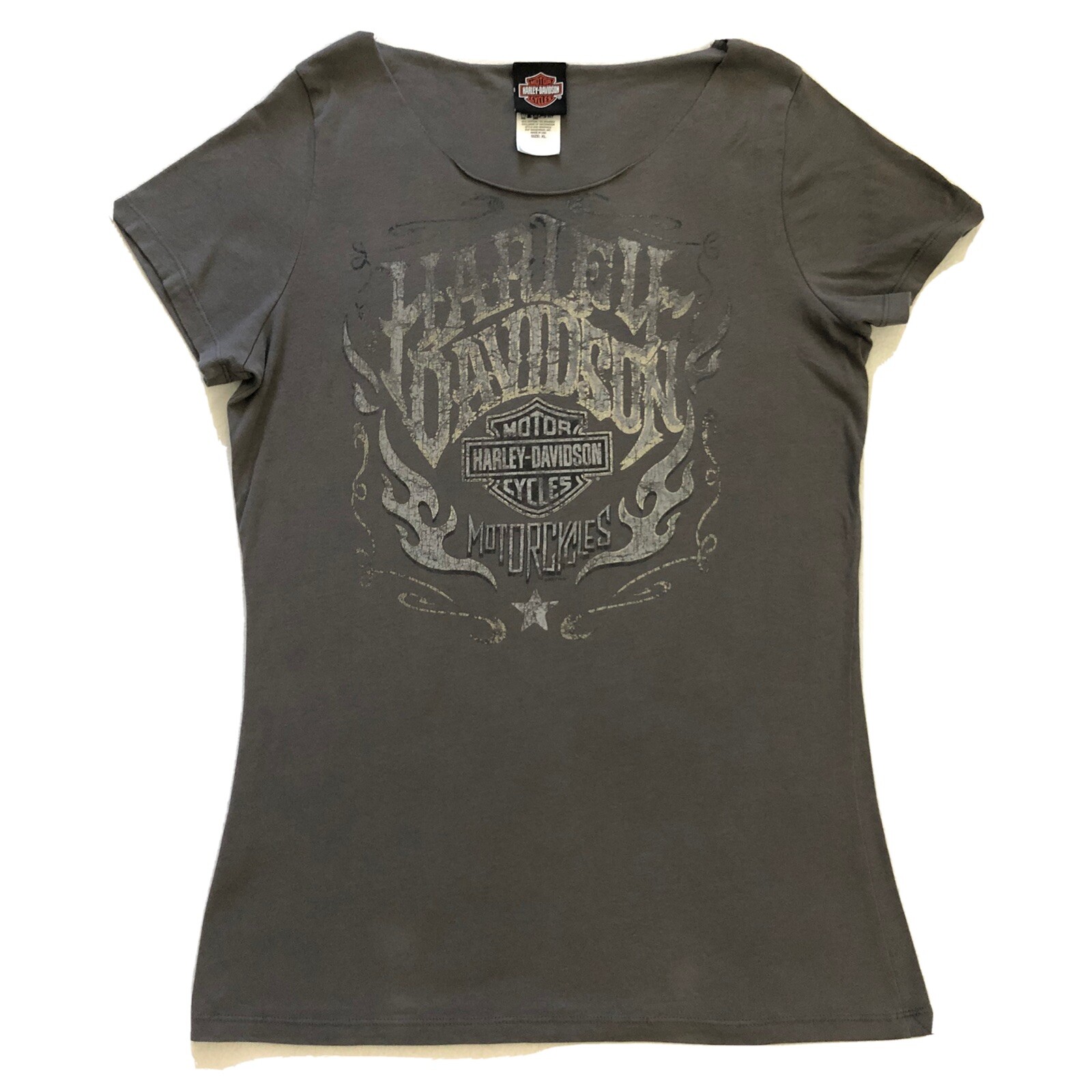 T-shirt Manches Longues Harley-Davidson Femme - Gris, Taille L, 100% Coton