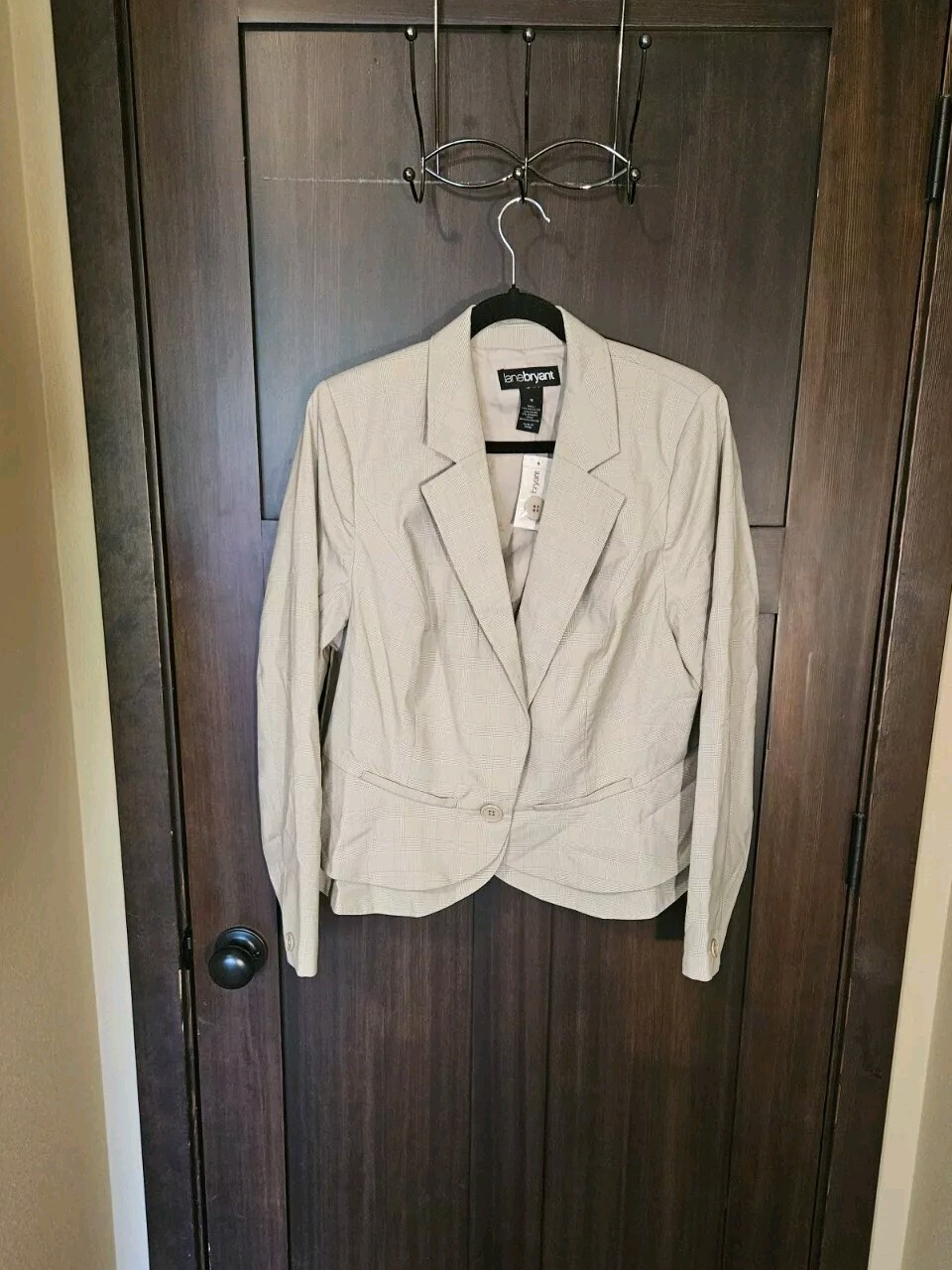 NWT Women's Plus Lane Bryant Light Grey 1-Button Blazer Suit Jacket Size 16 16W