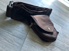 Renaissance Style Adjustable Belt With 3 Pockets, Snap  Zipper Closures, Brown