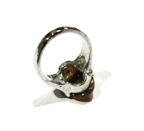 Bijou bague fantaisie alliage argenté œil de tigre taille 50 - Picture 2 of 3