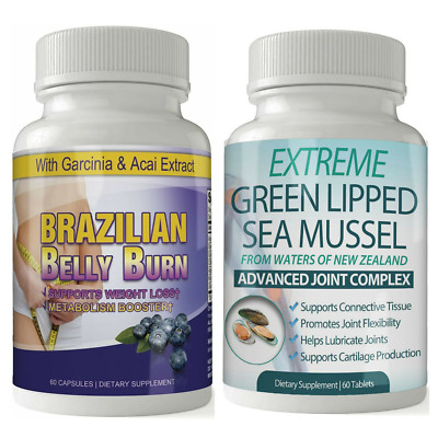 Green Lipped Sea Mussel Pills & Brazilian Belly Fat Burn Weight Loss Supplements