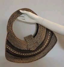 Cordo Bags Miranda Half Moon Staw Bag Handmade in Columbia Brown Cream 14x15