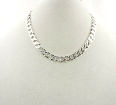 Sterling Silver 10 mm 250 Gauge Curb Necklace - Free Gift Packaging