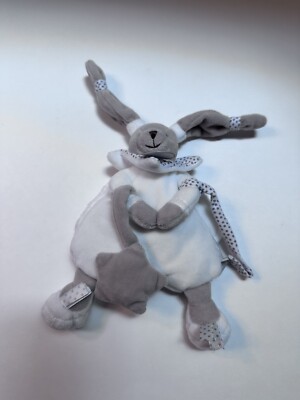 White Bunny Rabbit Lovey Doudou Et Compagnie Paris Plush Baby Rattle Stars 8 