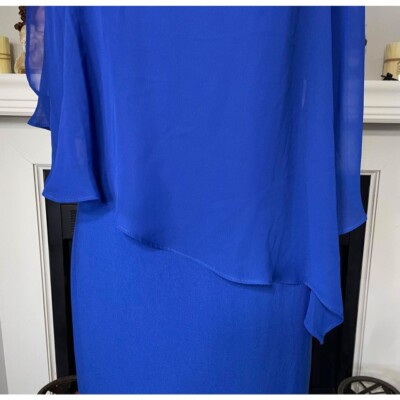 MSK Royal Blue Chiffon Overlay Beaded Jewel Party Formal Dress Size Small |  eBay