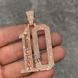 Authentic 1.17ct Iced Men's Lucky Number Pendant D/VVS Moissanite Rose Gold Plated Silver