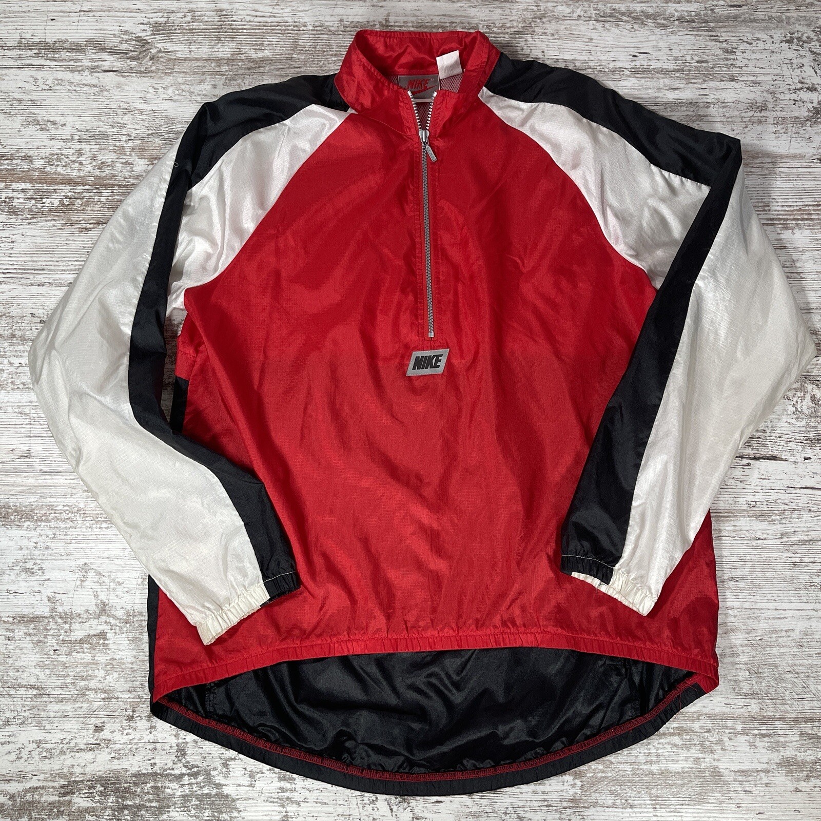Vintage Nike Half Zip Pullover Windbreaker Jacket Size Large Red Black White