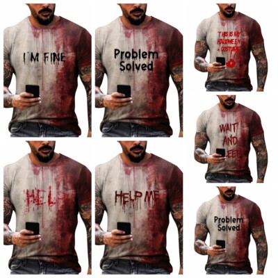 Halloween Geschenke Problem gelöst Blutiges T-Shirt Lustige Frauen Männer Bloody