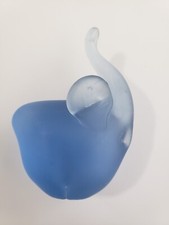 Art Glass Blue Frosted Elephant Figurine/ Paperweight With Satin Finish